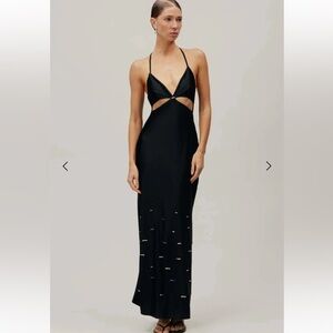 BAOBAB NWT- Black Halter Cutout Maxi Dress